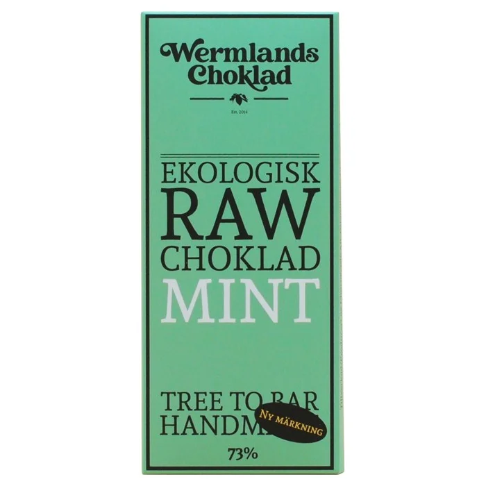Nyhet Ekologisk Rawchoklad Mint 73%, 50 g