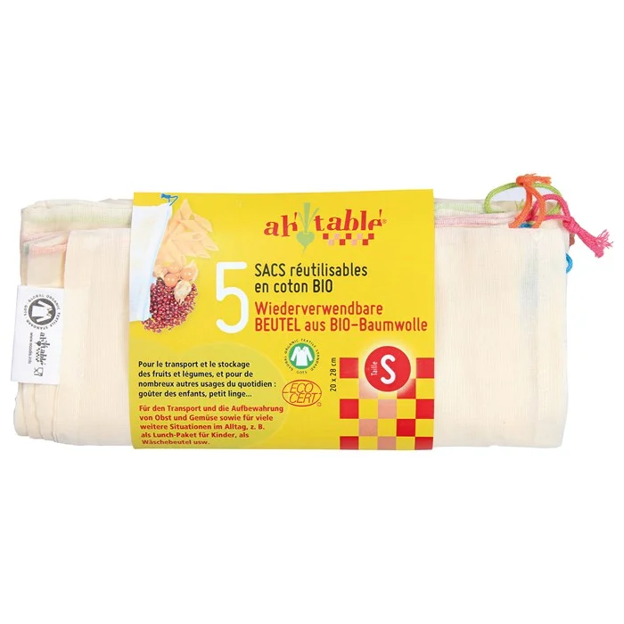 Extra rabatt Ekologisk Tygpåse med Dragsko - Small, 5-pack