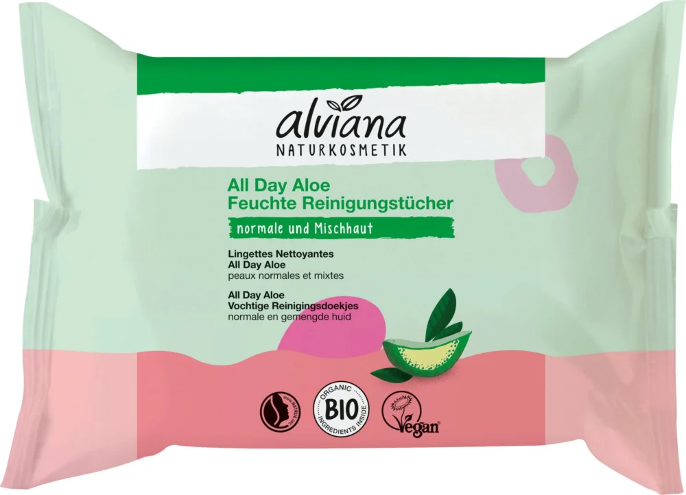 alviana Naturkosmetik Fuktiga rengöringsservetter med organisk Aloe Vera, 25 st. Erbjudande