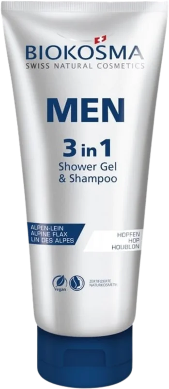 Utförsäljning BIOKOSMA MEN - 3 in 1 Shower Gel & Shampoo, 200 ml