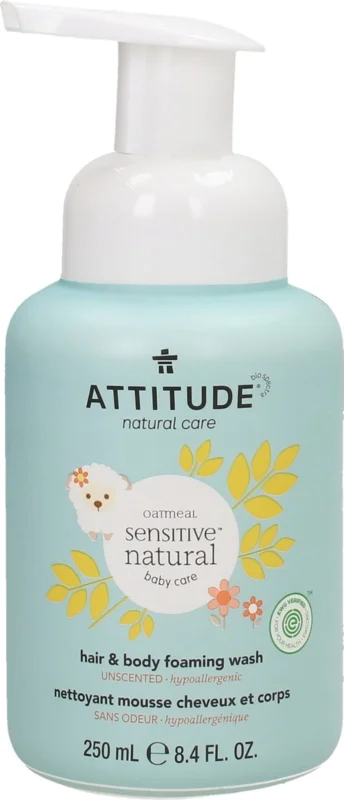 Lägg i varukorgen Attitude Oatmeal Sensitive Baby Hair & Body Foaming Wash, 250 ml