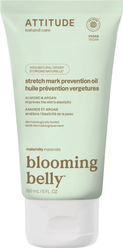 Säker betalning Attitude Blooming Belly Stretch Oil Almond & Argan, 150 ml