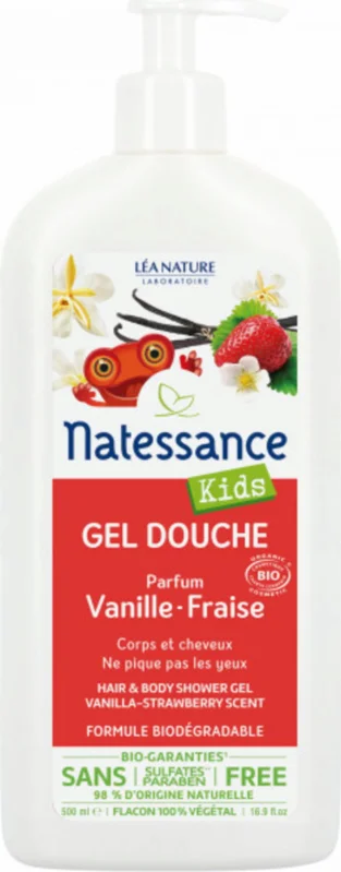 Köp nu Natessance Vanilla & Strawberry Kids 2-in -1 Shampoo & Shower Gel, 500 ml