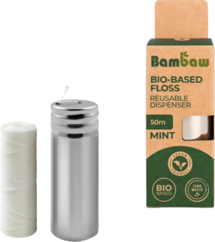 Lägg i varukorgen Bambaw Vegansk tandtråd, Refill 2x50m (2 st.)