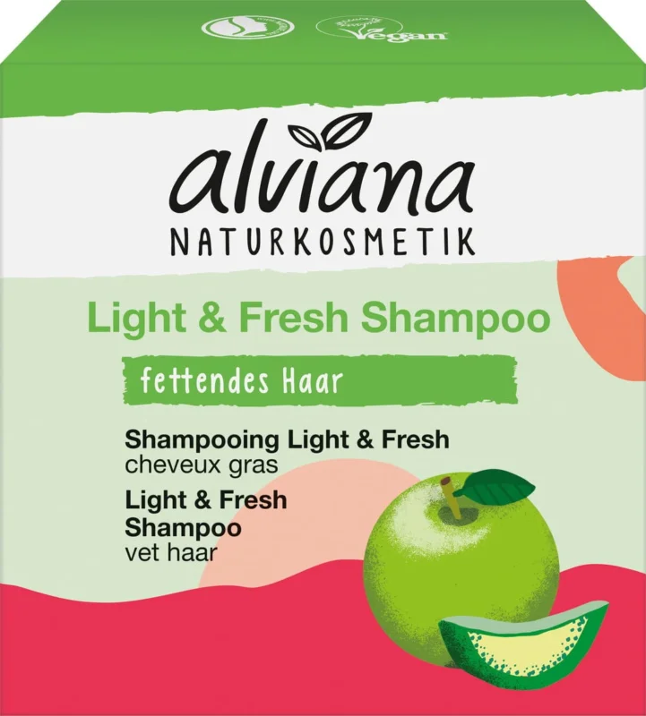 I lager alviana Naturkosmetik Organic Apple & Organic Aloe Vera Solid Shampoo, 60 g
