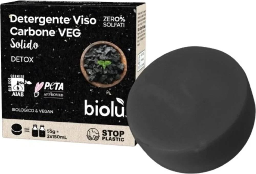 Expressleverans biolù Fast Ansiktsrengöring med Aktivt Kol, 55 g