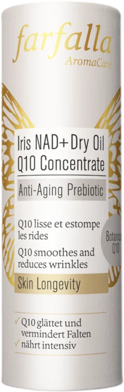 farfalla Anti-Aging Prebiotic Iris NAD+ Dry Oil Q10 Concentrate, 15 ml Lågt pris