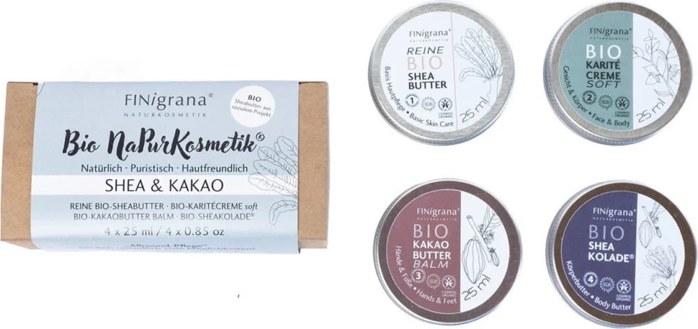 FINigrana® ekologisk & naturlig kosmetika NaPurKosmetik® Vårdset "Shea & Kakao" Eko risnedsättning