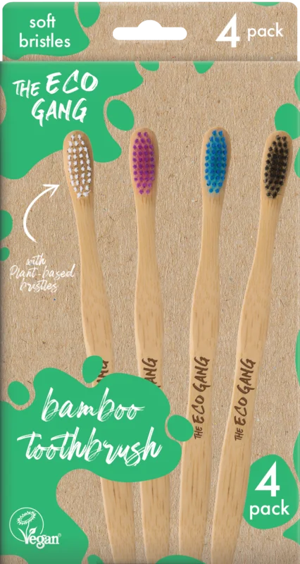 Begränsat antal The Eco Gang Adult Bamboo Toothbrush 4 Pack, 4 st.