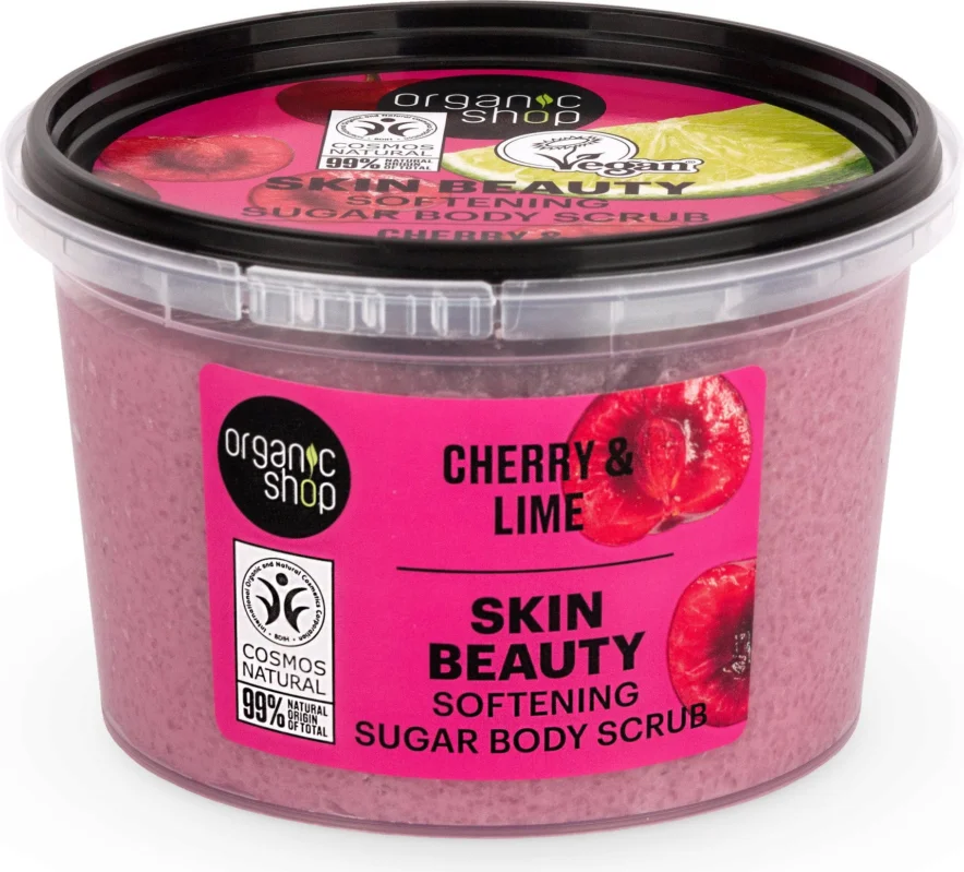 Organic Shop Skin Beauty Softening Sugar Body Scrub Cherry & Lime, 250 ml Handla nu